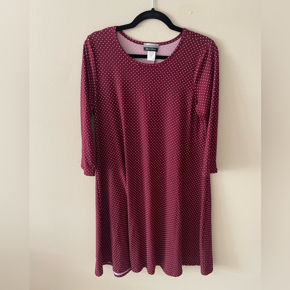 Allison Brittney Maroon Polka Dotted Tunic/Dress Size M Never Worn!